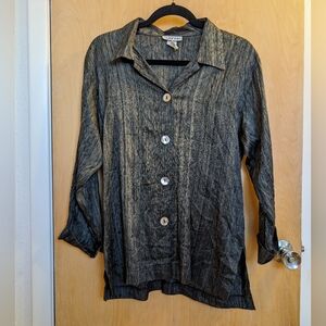 Lisbeth Vintage 90s Raw Silk Button Down Tunic Cardigan Jacket